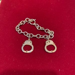 Handcuffs Silver Tone Bracelet